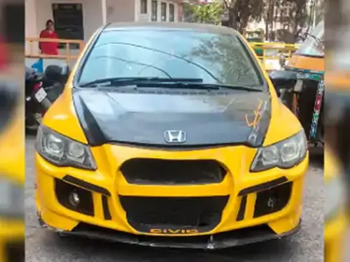 Yellow modified Honda Civic